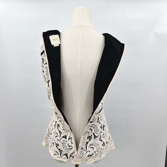 Maeve Guipure Lace Crochet Peplum Top Romantic Coquette Soft Girl Boho Size 6 - Picture 4 of 11